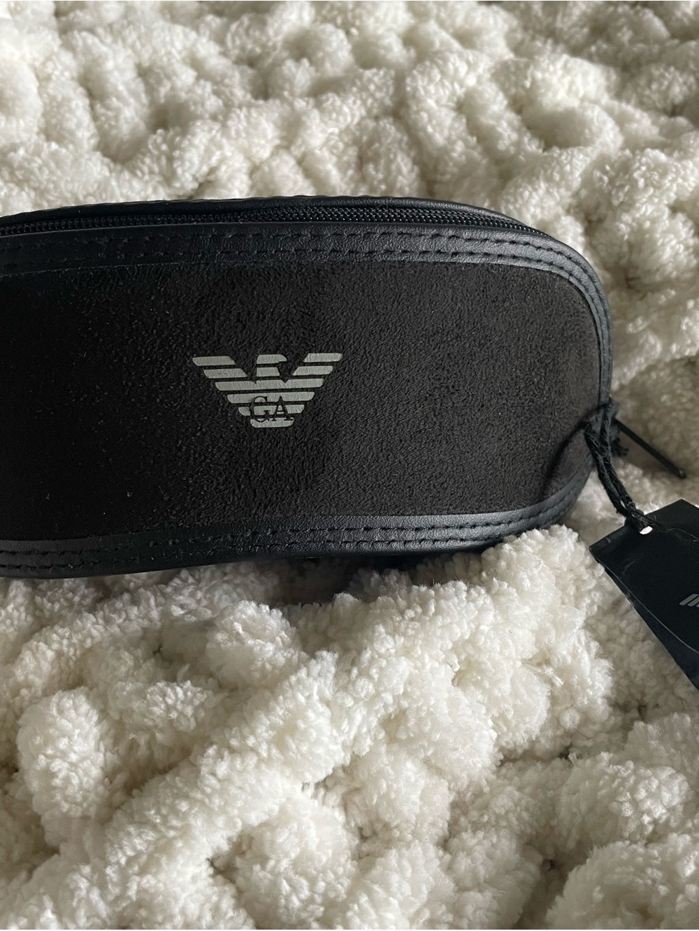Emporio Armani Black Eyewear Zip Case with Silver Logo